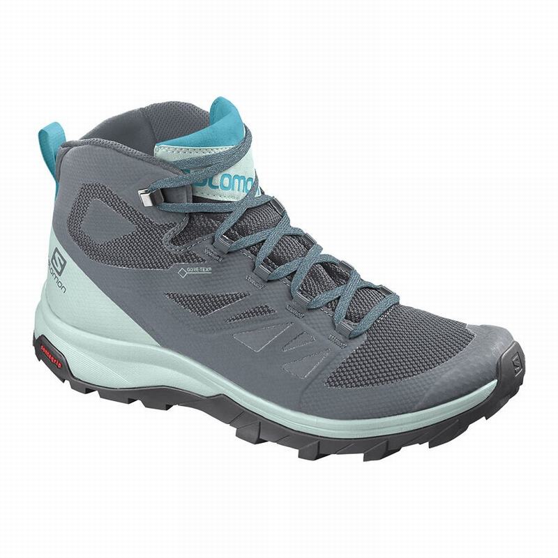 SALOMON OUTLINE MID GORE-TEX Philippines - Women's Hiking Boots - Dark Blue/Grey | 816593-DHU